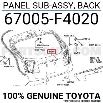 Toyota Chr Bagaj Kapağı 2015- (Oem No:  67005F4020)