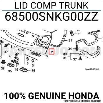 Honda Civic Bagaj Kapağı Sedan 2006-2010 (Oem No:  68500Snkg00Zz)