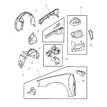 Chrysler Stratus- 2001-2004; Ön Çamurluk Deliksiz Sol Sedan Oem No: (5018849Ab)