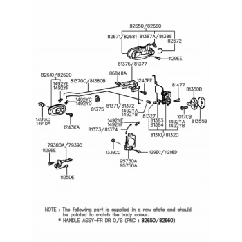 Kia Shuma- Iı- 2000-2003; Arka Kapı İç Açma Kolu Sol Siyah Oem No: (82610-29002-Lg)