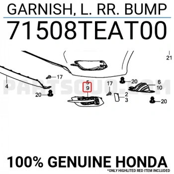 Kapak Sis Lambası Arka Civic 2016-2021 Fc5 Sol (Oem No:71508Teat00)