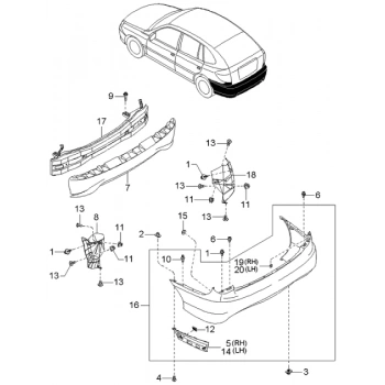 Kia Rio Arka Tampon Demiri 2012-2016 (Oem No:  0K34C50220Xx)