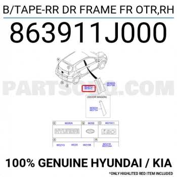 Hyundai i20 2009-2014 Arka Sağ Kapı İskelet Şeridi Oem No (863911J000)