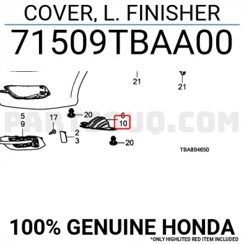 Kapak Reflektör Civic 2016-2021 Fc5 Arka Sol (Oem No:71509Tbaa00)