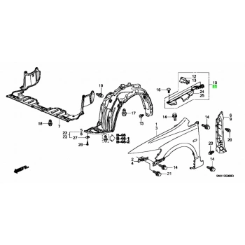 Bakalit Çamurluk Civic Ön Üst 2006-2011 Sol Fd6 (Oem No:74207Snaa00)