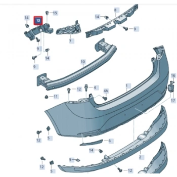 Seat İbiza Arka Tampon Braketi Sağ 2008-2017 (Oem No:  6J4807394B)