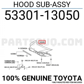 Toyota Corolla Verso Motor Kaputu 2002-2004  (Oem No:  5330113050)