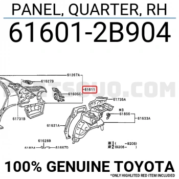 Toyota Corona Arka Çamurluk Sdn. Sağ 1993--1997 (Oem No:  616012B904)