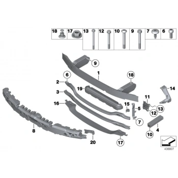 Bmw 5 Serı- 5 Serisi- 2010-2016; Ön Panel Alt Parça Orta (M Paket) (Tampon Taşıyıcısı) Oem No: (51118037631)