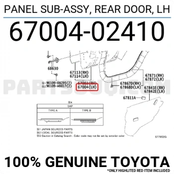 Toyota Corolla Arka Kapı Sol 2013- (Oem No:  6700402410)