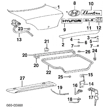 Elantra 99 00 Bagaj Kilidi  (Oem No:8123029500)
