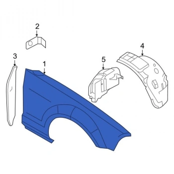Ford Mustang- 2005-2009; Ön Çamurluk Sağ (Anten Delikli) (Tw) Oem No: (5R3Z-16005Aa)