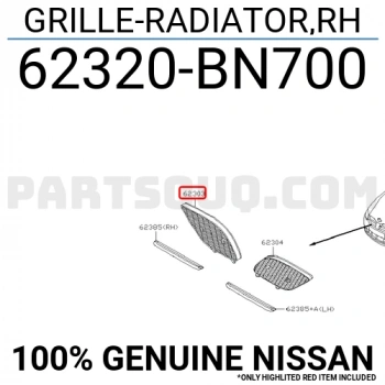 Nissan Almera- N16- Sd/Hb- 2004-2006; Ön Panjur Sağ Siyah (Nikelaj Çıtasız) (Tw) Oem No: (62320-Bn700)
