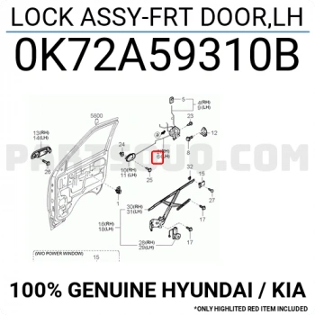 Kilit Kapı Pregio  1997-2005 Ön Sol (1 Adet) (Oem No: 0K72A-59-310B)