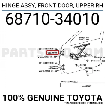 Kapı Menteşesi Hilux So Ln145 Ön Üst Sağ  Oem No: 68710-34010