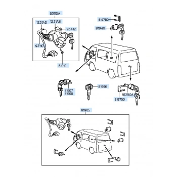 Anahtar Şifresi Bagaj Kapağı L300 H100  Oem No: 81950-43A11