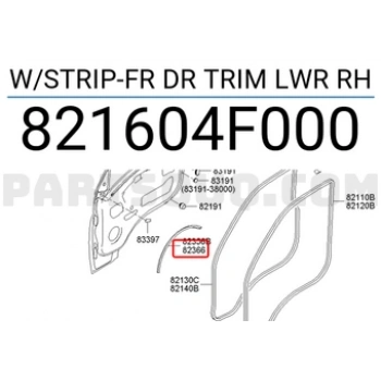 Marşbiyel Kenar Fitili H100 Kamyonet 2004-2007 Sağ  Oem No: 82160-4F000