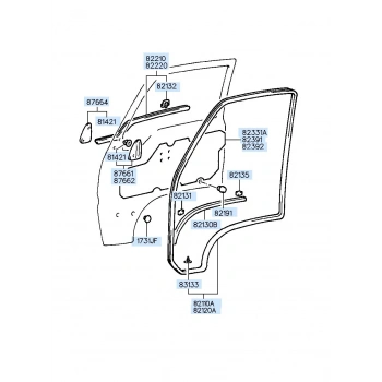 Cam Sıyırıcı H-100  Kmy Ön Kapı Dış Sağ  L-300 (1 Adet) (Oem No: 82220-43003)