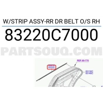 Kapı Cam Fitili İ20 2014- Arka Sağ Oem No: 83220-C7000