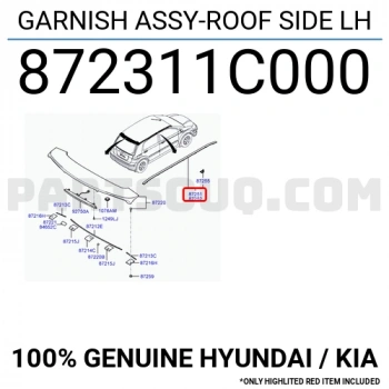 Tavan Çıtası Getz Sol Oem No: 87231-1C000