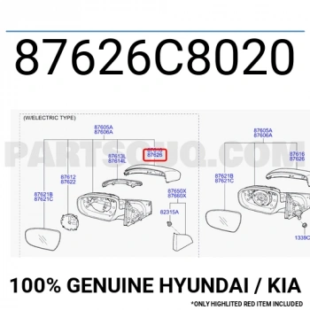 Ayna Kapağı Dış İ20 2015-2018 Sinyalli Sağ (1 Adet) (Oem No: 87626-C8020)