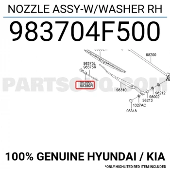 Su Fıskiye Memesi H100 Kamyonet 2004- Ön Sağ  Oem No: 98370-4F500
