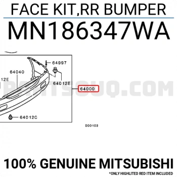 Tampon Lancer 2005-2006 Arka (Sisli) Oem No: Mn186347Wa