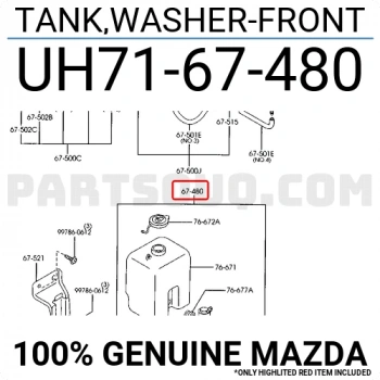 Su Fıskiye Deposu B2500 1999-2005Ranger 1999-2005 Oem No: Uh71-67-480