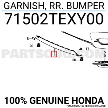 Tampon Civic Arka Alt Parça 2016-19 (Oem No:71502Texy00)