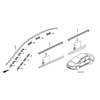 Cam Sıyırıcı Civic 2006-2012 Fd6 Arka Kapı Dış Sol (Siyah) (Oem No:72950Snaa01)