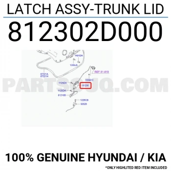 Elantra 2001 2003 Bagaj Kilidi  (Oem No:812302D000)