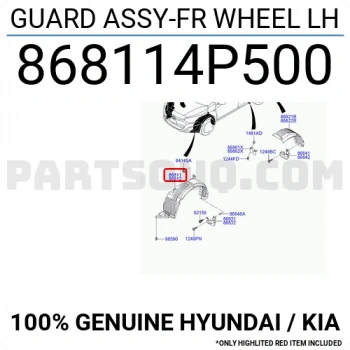 İ20 2012 2014 Çamurluk Davlumbazı Ön Sol  (Oem No:868114P500)