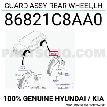 İ20 2018  Çamurluk Davlumbazı Arka   Sol  (Oem No:86821C8Aa0)