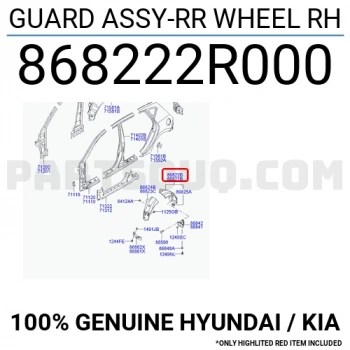 İ30 2007 2012 Çamurluk Davlumbazı Arka   Sağ  (Oem No:868222R000)