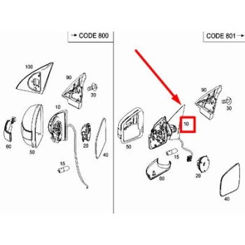 Mercedes 251 2005-2010 Dış Dikiz Aynası Sağ Elektrikli Katlanir Isitmali Astarli Sinyalli Aydinlatmali Kör Noktali   (Oem No:A2518100693)