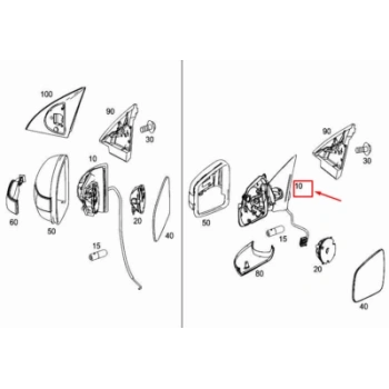 Mercedes 251 2005-2010 Dış Dikiz Aynası Sol Elektrikli Katlanir Isitmali Astarli Sinyalli Aydinlatmali Hafizali Kör Noktali  (Oem No:A2518100793)