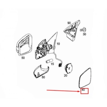 Mercedes 251 2006- Ayna Camı Sol Rezıstanslı-Çızgılı (Oem No:A2518101119)