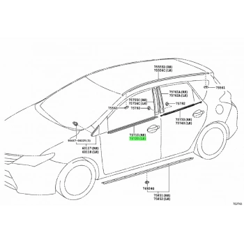 Toyota Auris 2012-2015 Cam Sıyırıcı Dış Ön Sol Sıyah (Oem No: 7572012890)