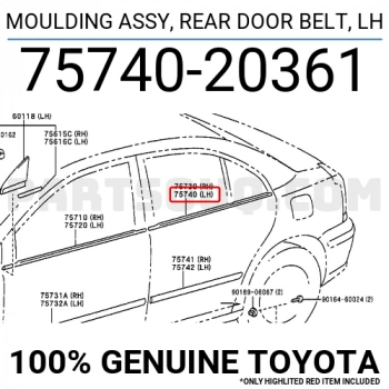 Toyota Avensis 2003-2008 Cam Sıyırıcı Arka Dış Sol (Oem No: 7574020361)