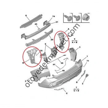 Peugeot 408 (2022 Yılında Çıkan Kasa)Arka Tampon Braketi Dış Set (Oem No: 1690274780)