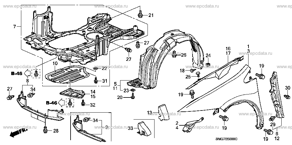 Civic 2006- Hatchback Ön Çamurluk Sağ Oem No (60211-Smg-E00Zz)