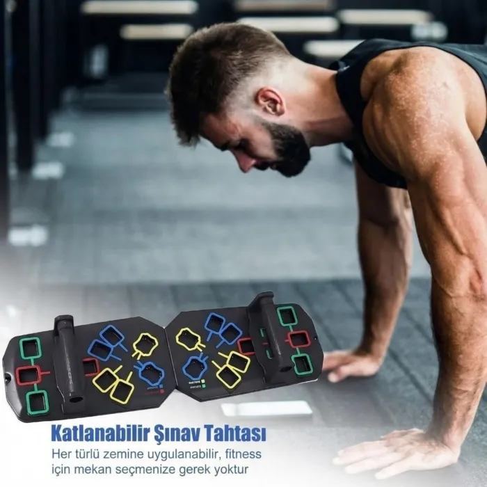 Gudli Katlanabilir Renk Kodlu Şınav Tahtası Çok Amaçlı Üst Vücut Antrenman Aleti