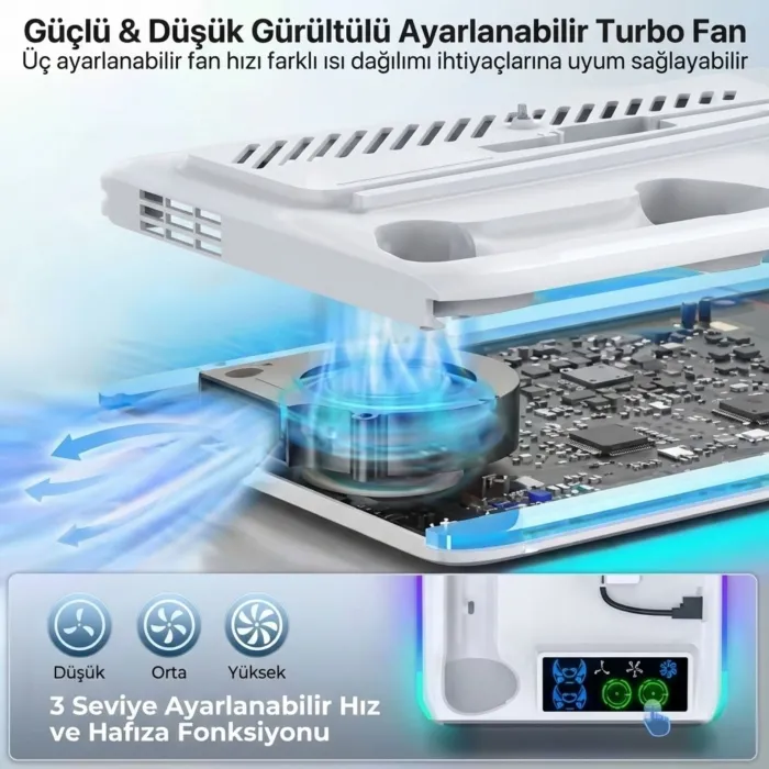 Gudli PS5 Soğutmalı Dikey Stand RGB Işıklı Dual Controller Şarj İstasyonu