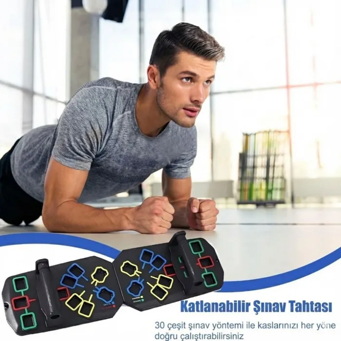 Gudli Katlanabilir Renk Kodlu Şınav Tahtası Çok Amaçlı Üst Vücut Antrenman Aleti