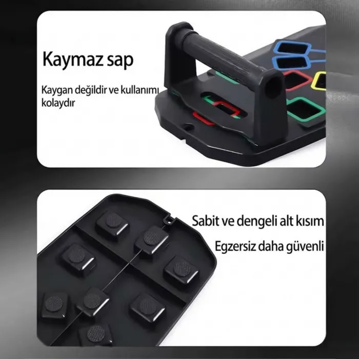 Gudli Katlanabilir Renk Kodlu Şınav Tahtası Çok Amaçlı Üst Vücut Antrenman Aleti