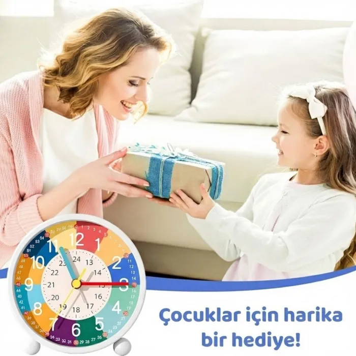 Gudli Çocuklar İçin Sessiz Analog Çalar Saat Zaman Öğretici