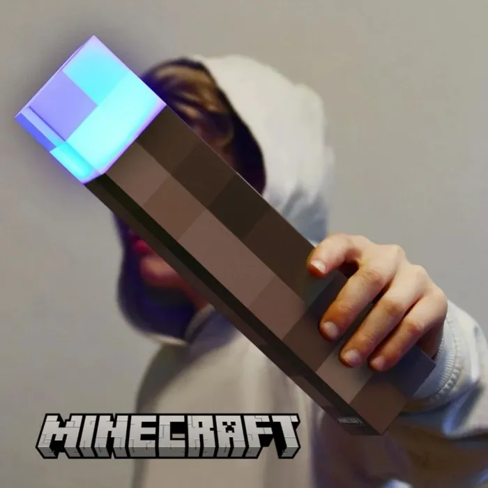 Gudli Minecraft Tarzı LED Meşale Lamba Çok Renkli USB Şarjlı Duvar Masa Lambası