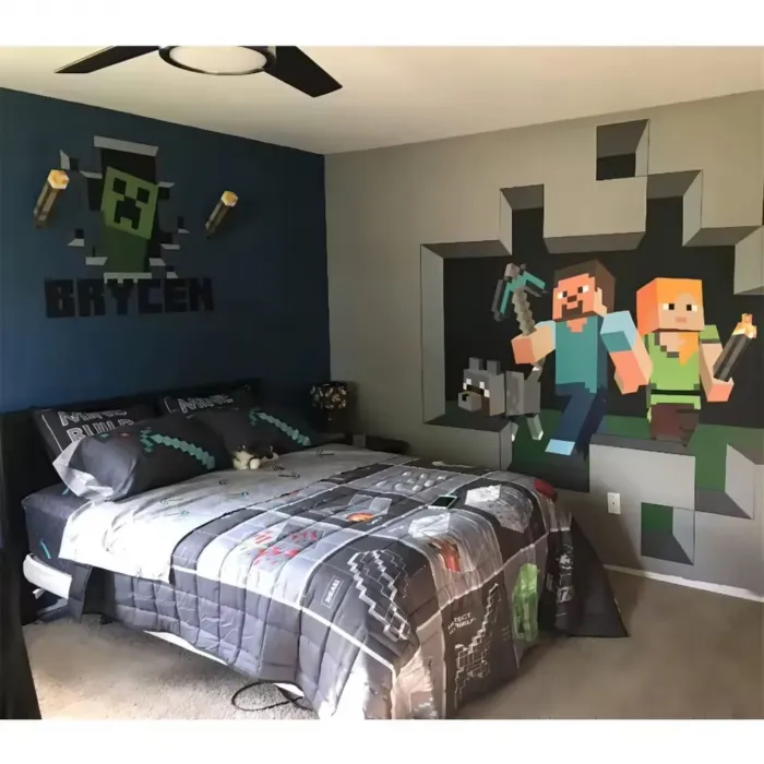 Gudli Minecraft Tarzı LED Meşale Lamba Çok Renkli USB Şarjlı Duvar Masa Lambası