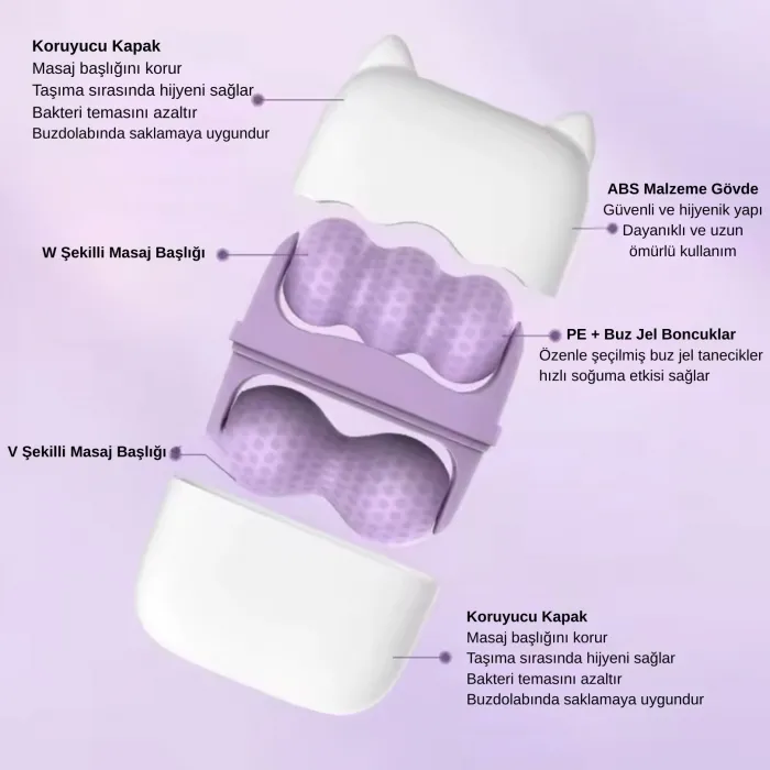Gudli Ice Face Roller Çift Başlı Buzlu Yüz Masaj Aleti Canlandırıcı Sıkılaştırıcı