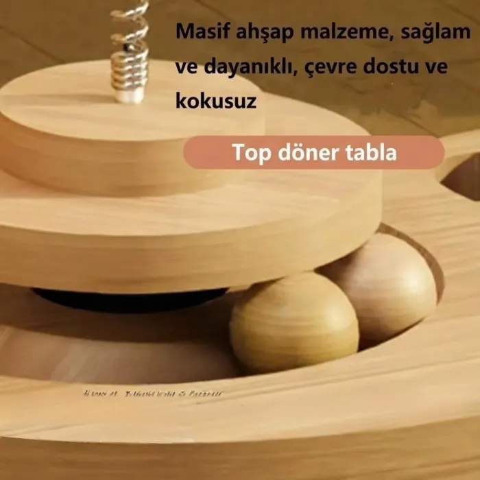 Gudli Kedi Oyuncağı Çift Katmanlı Döner Tabla Zeka Geliştirici Ödüllü Mama Oyunu
